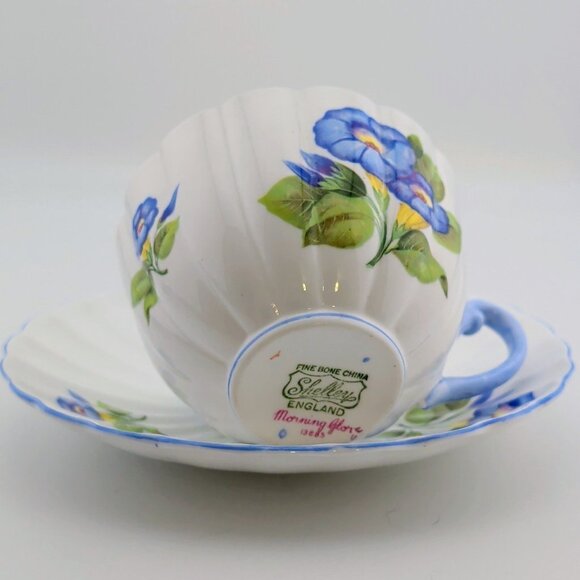 Vintage Shelley Morning Glory Fine Bone China Tea Cup & Saucer Set Ludlow Shape - Picture 5 of 10